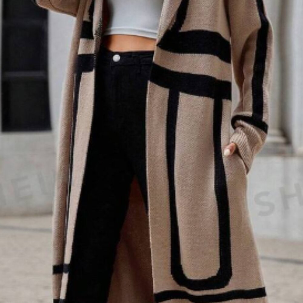 Geo Pattern Drop Shoulder Cardigan